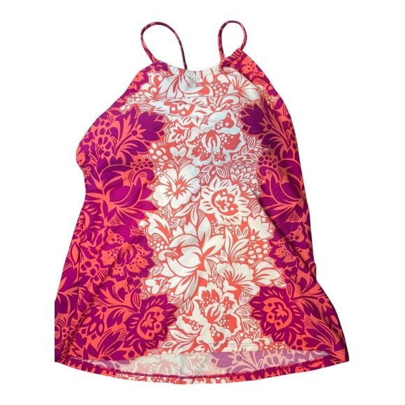 Lauren Ralph Lauren Women's Hawaiian High-Neck Swim Tankini Top Pink Size 8 - Picture 3 of 7
